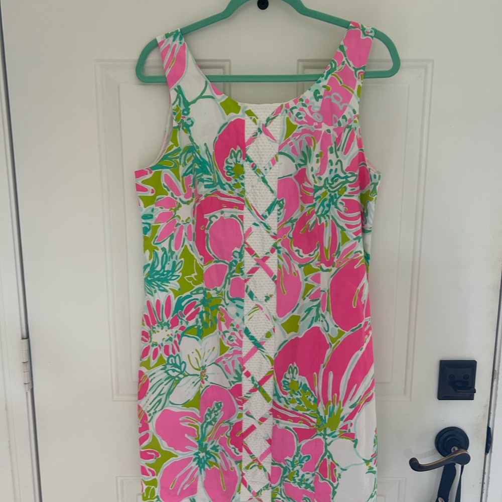 Lilly Pulitzer Pink, Green & White Floral Sleeveless Dress